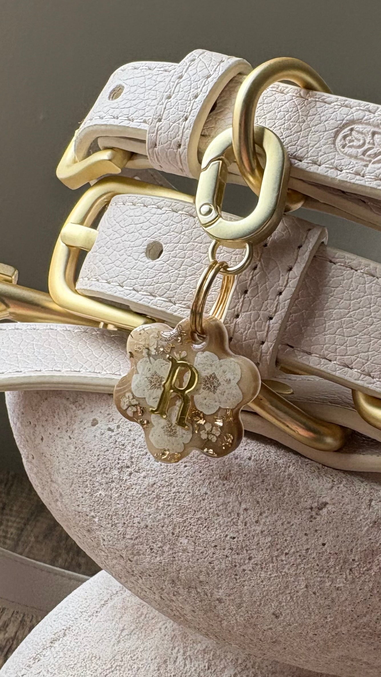 Marble petal sparkles ID tag
