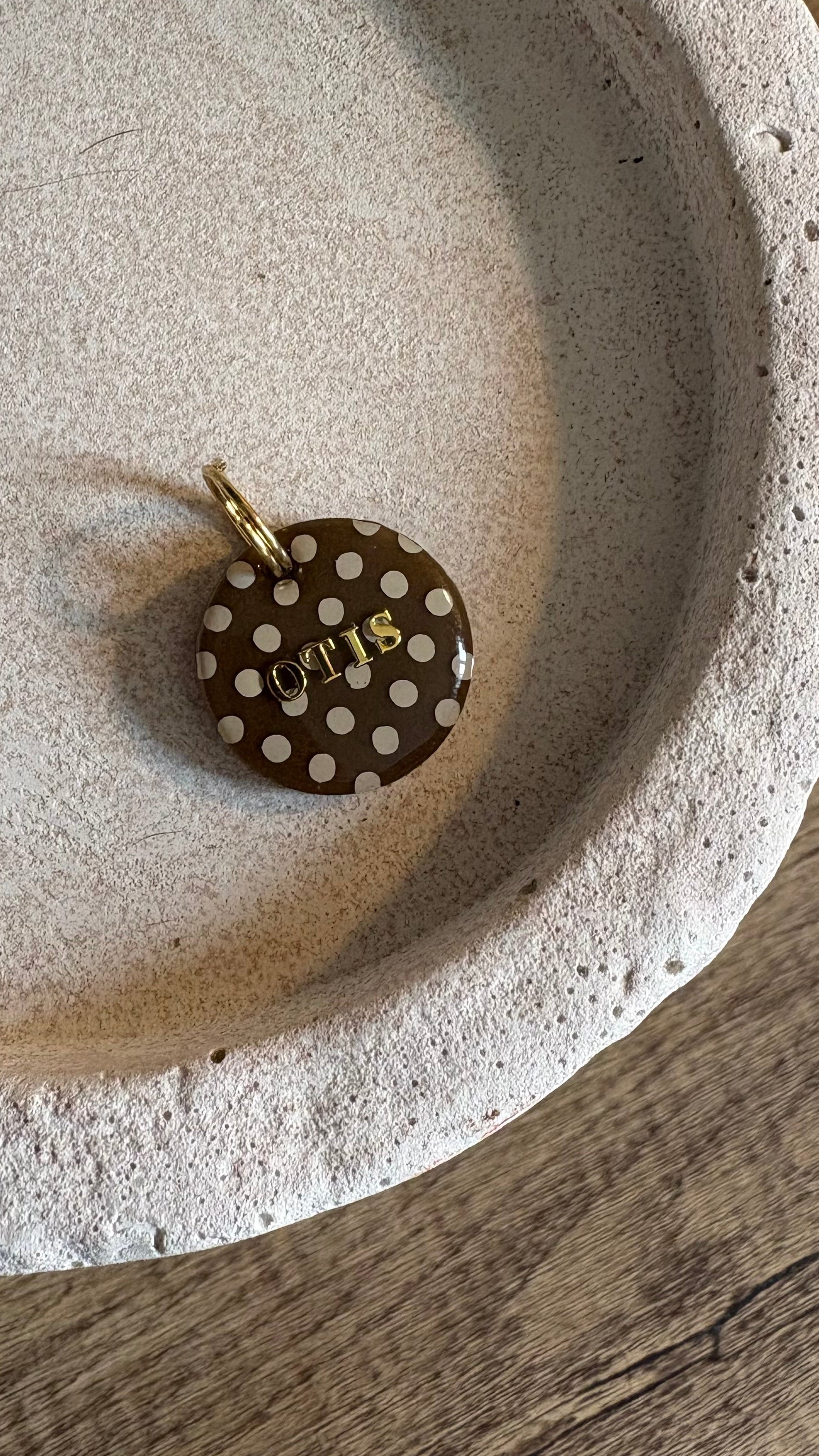 Brown polka dot ID Tag