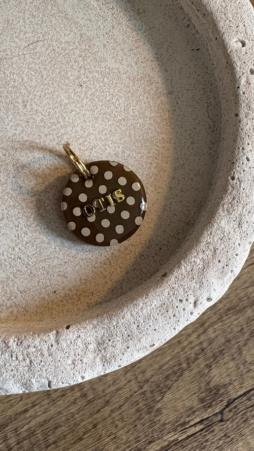 Brown polka dot ID Tag