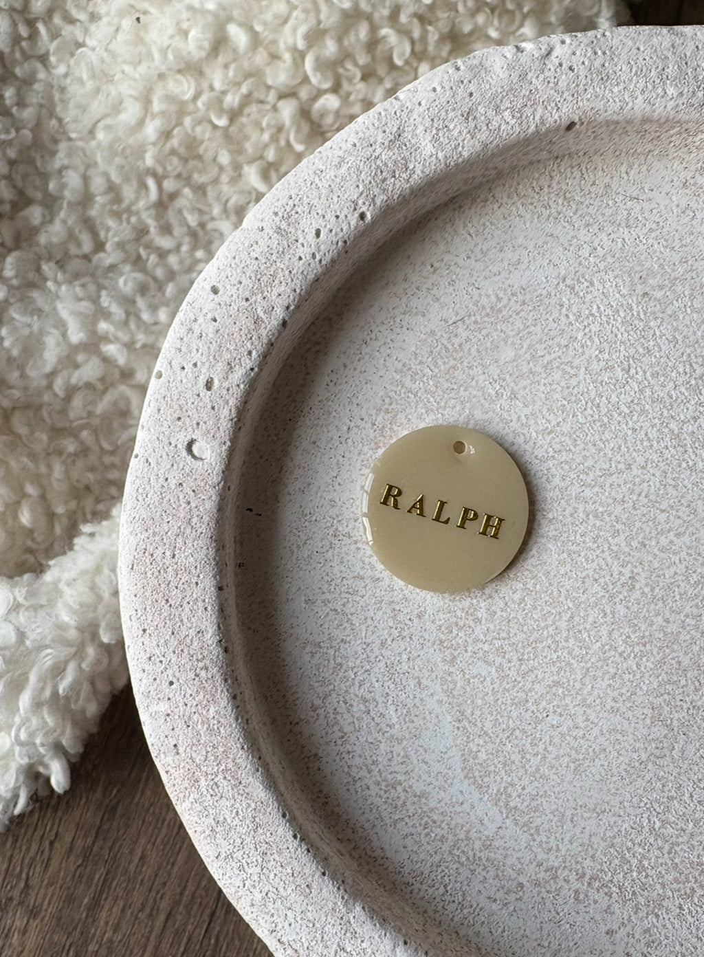 Circular Beige ID tag