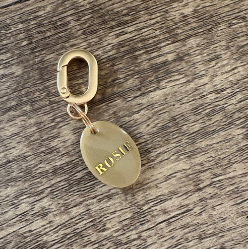 Oval Greige ID tag